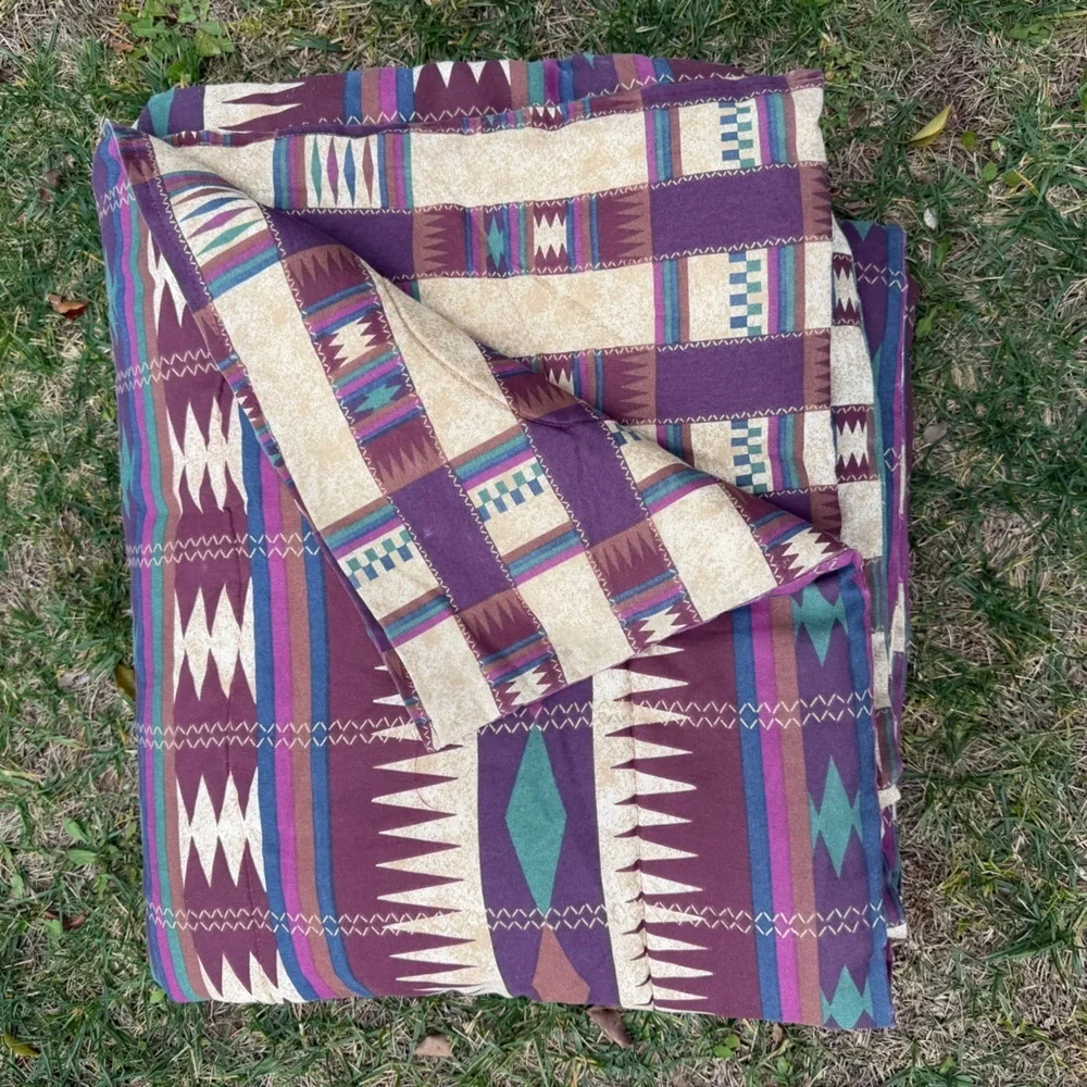 VTG Dan River Southwestern Aztec Reversible 3-Piece Comforter Set Full Size USA